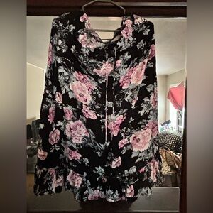 Floral Black and Pink Blouse